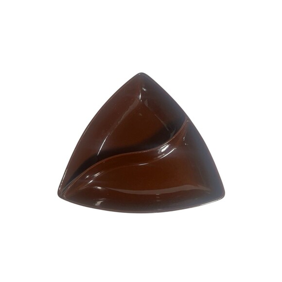 Vintage Divided Serving Dish Triangular Brown Ceramic 8.5” Long MCM Retro - Picture 3 of 10